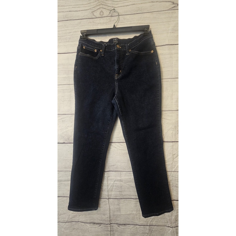 J Crew Essential Straight Jeans Women's Size 29 X 27 High Rise Dark Wash L109